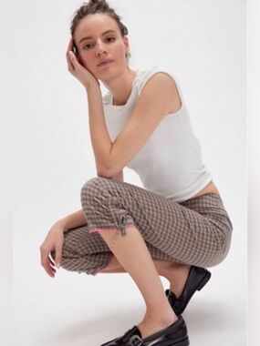 Free People Women’s Plaid Slim Capris